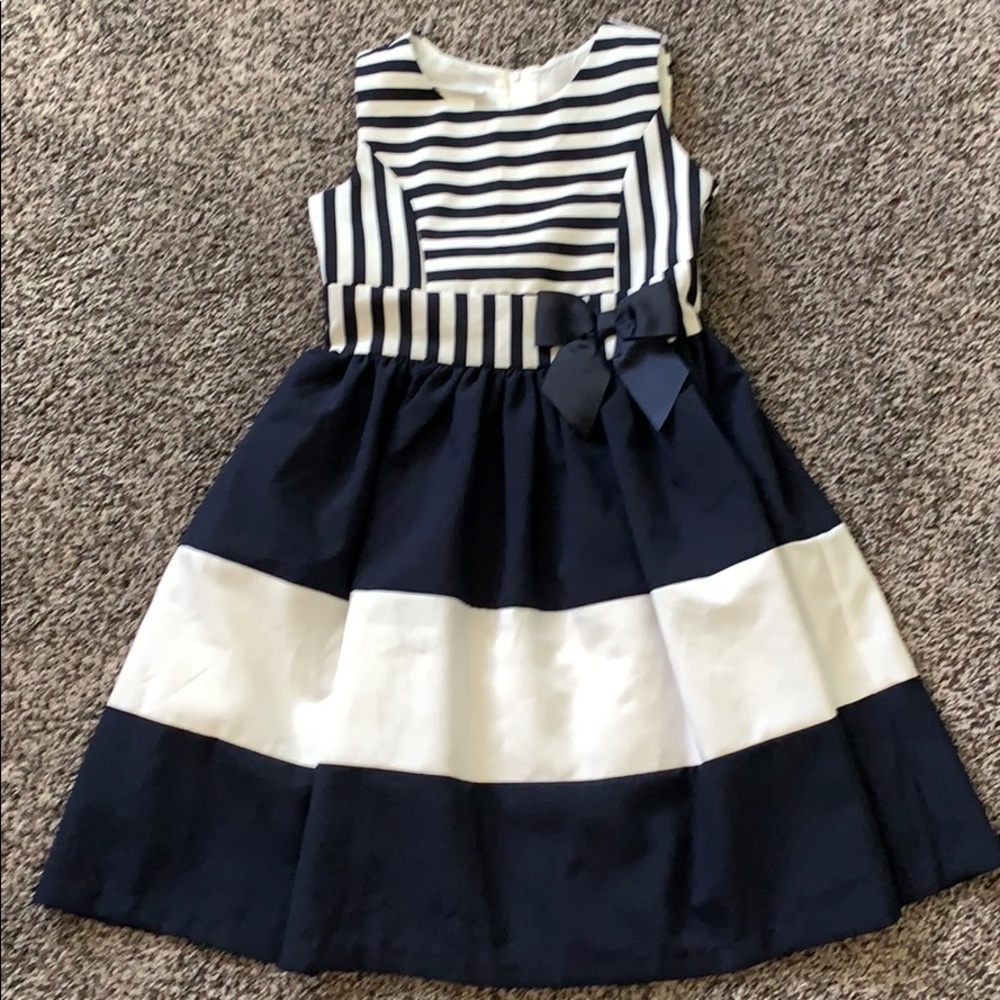 Girls blue and white stripe dress
